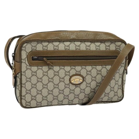 GUCCI GG Plus Supreme Shoulder Bag PVC Beige Gold Auth BA1591 - Picture 1 of 16